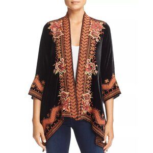 Johnny Was Black and Orange Floral Cardigan